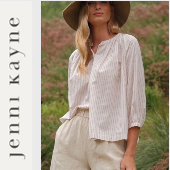 NWOT JENNI KAYNE
Willow Blouse in Putty Stripe L - Picture 1 of 10